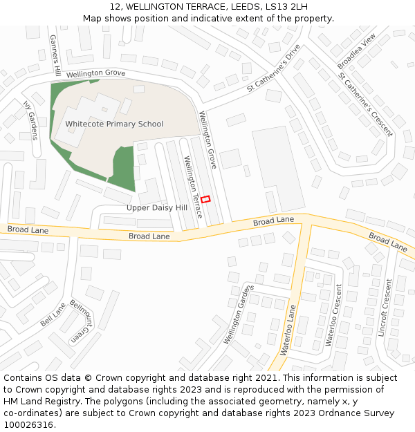 12, WELLINGTON TERRACE, LEEDS, LS13 2LH: Location map and indicative extent of plot