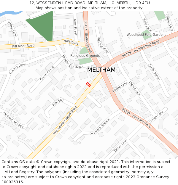 12, WESSENDEN HEAD ROAD, MELTHAM, HOLMFIRTH, HD9 4EU: Location map and indicative extent of plot