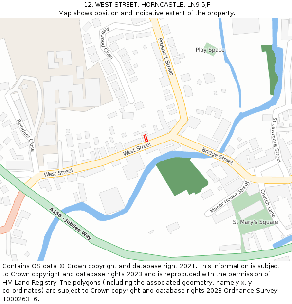 12, WEST STREET, HORNCASTLE, LN9 5JF: Location map and indicative extent of plot