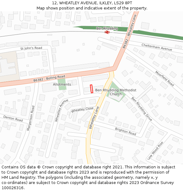 12, WHEATLEY AVENUE, ILKLEY, LS29 8PT: Location map and indicative extent of plot