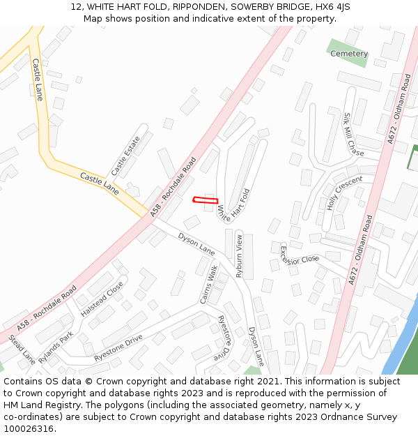 12, WHITE HART FOLD, RIPPONDEN, SOWERBY BRIDGE, HX6 4JS: Location map and indicative extent of plot