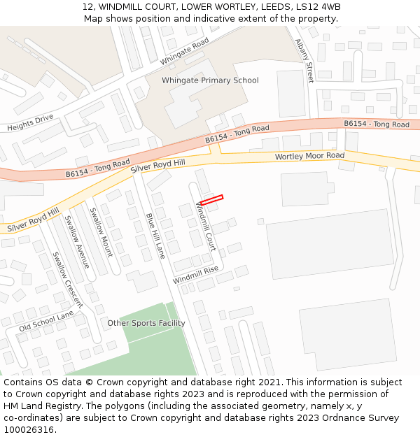 12, WINDMILL COURT, LOWER WORTLEY, LEEDS, LS12 4WB: Location map and indicative extent of plot
