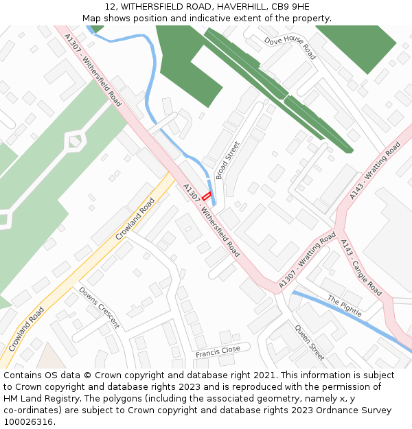 12, WITHERSFIELD ROAD, HAVERHILL, CB9 9HE: Location map and indicative extent of plot