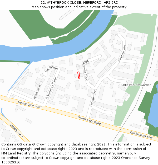 12, WITHYBROOK CLOSE, HEREFORD, HR2 6RD: Location map and indicative extent of plot