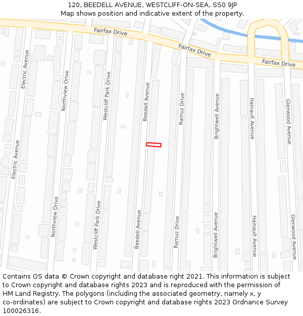 120, BEEDELL AVENUE, WESTCLIFF-ON-SEA, SS0 9JP: Location map and indicative extent of plot