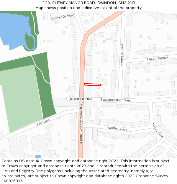 120, CHENEY MANOR ROAD, SWINDON, SN2 2NR: Location map and indicative extent of plot