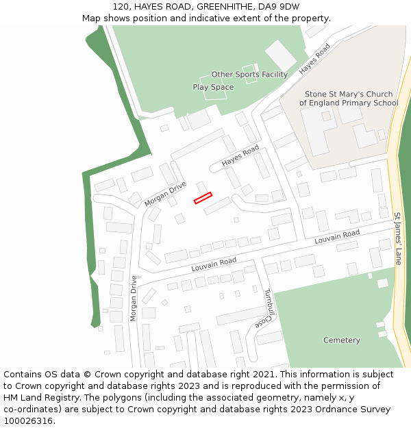 120, HAYES ROAD, GREENHITHE, DA9 9DW: Location map and indicative extent of plot