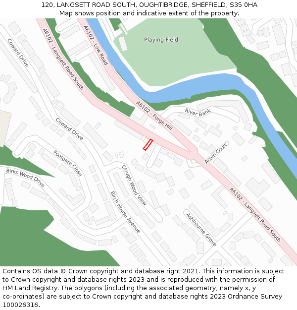 120, LANGSETT ROAD SOUTH, OUGHTIBRIDGE, SHEFFIELD, S35 0HA: Location map and indicative extent of plot