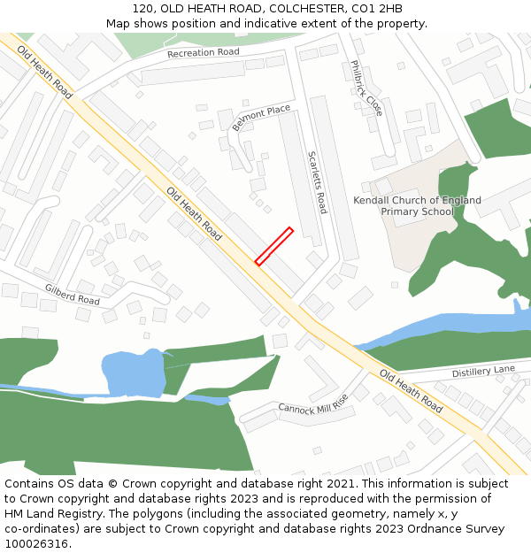 120, OLD HEATH ROAD, COLCHESTER, CO1 2HB: Location map and indicative extent of plot