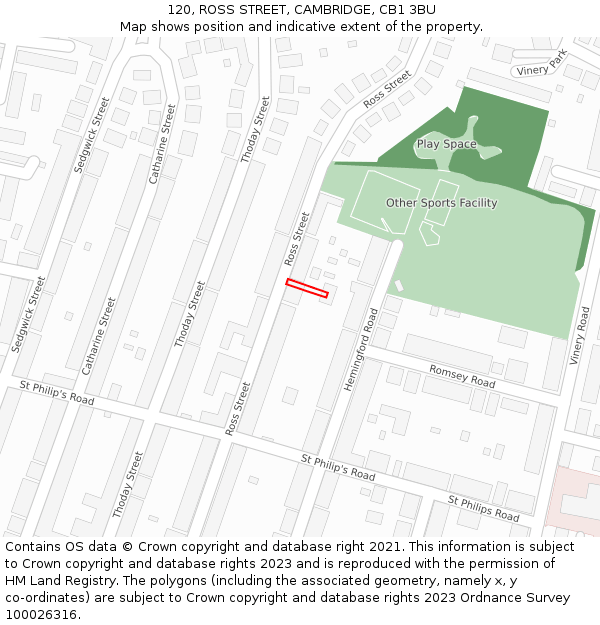 120, ROSS STREET, CAMBRIDGE, CB1 3BU: Location map and indicative extent of plot