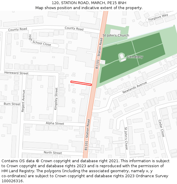 120, STATION ROAD, MARCH, PE15 8NH: Location map and indicative extent of plot