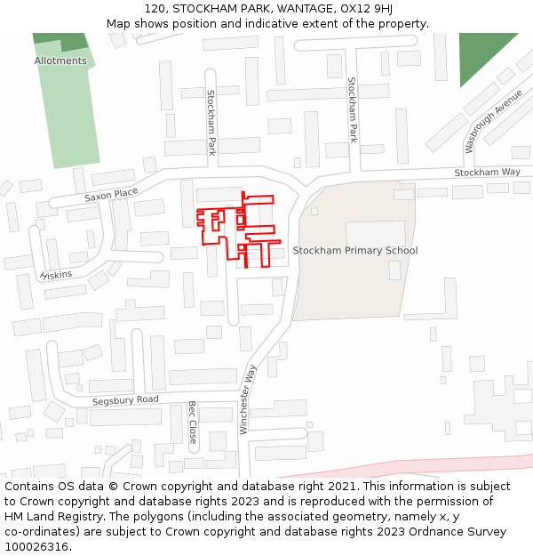 120, STOCKHAM PARK, WANTAGE, OX12 9HJ: Location map and indicative extent of plot