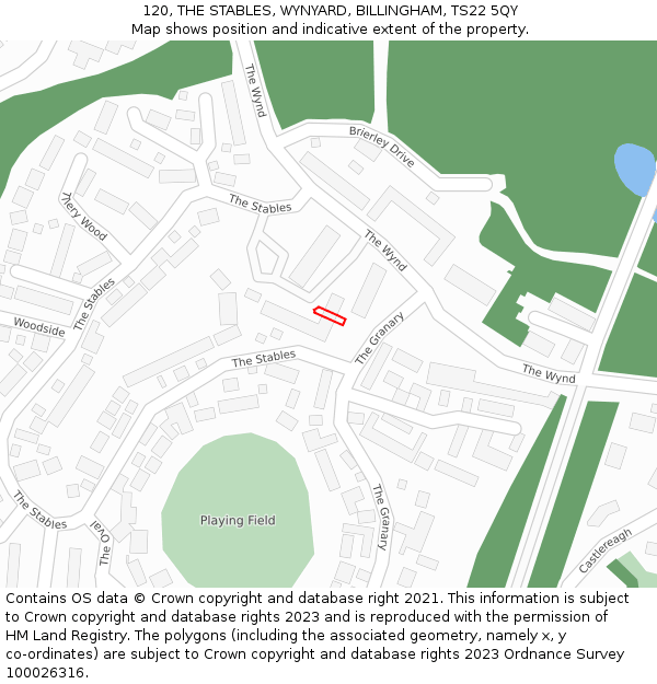 120, THE STABLES, WYNYARD, BILLINGHAM, TS22 5QY: Location map and indicative extent of plot
