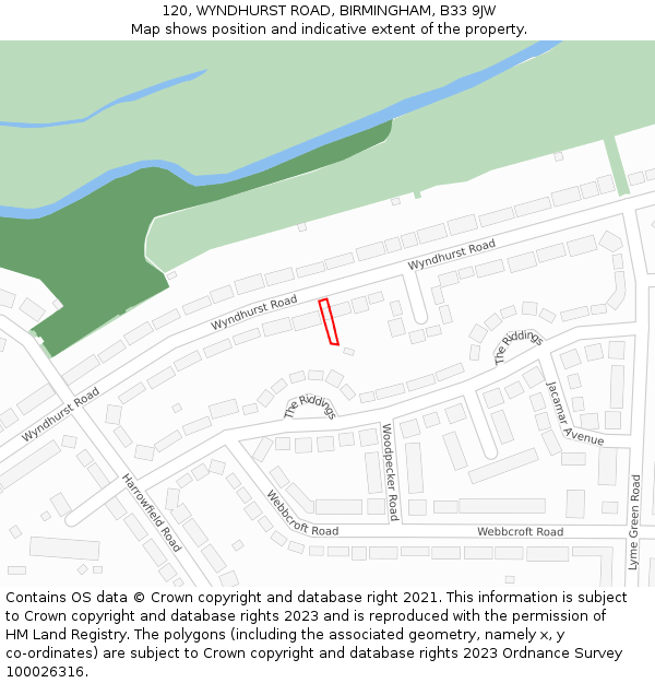 120, WYNDHURST ROAD, BIRMINGHAM, B33 9JW: Location map and indicative extent of plot