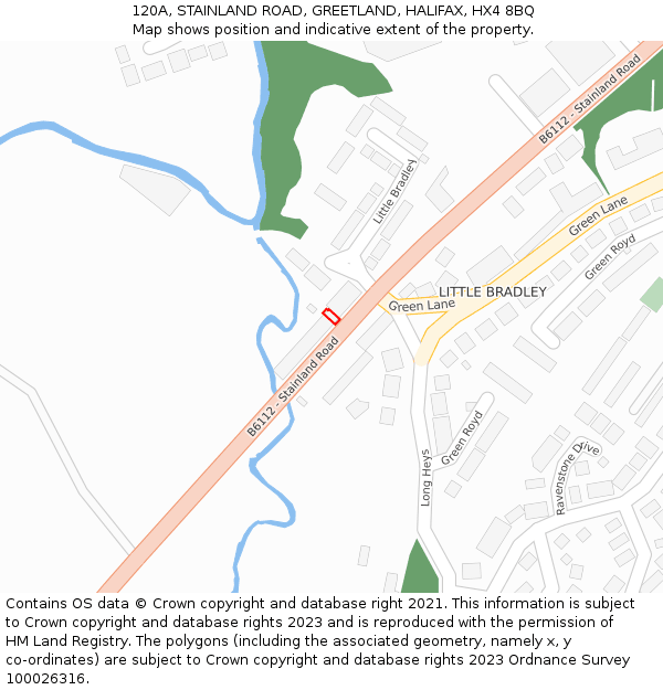 120A, STAINLAND ROAD, GREETLAND, HALIFAX, HX4 8BQ: Location map and indicative extent of plot