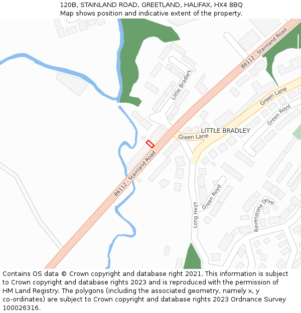 120B, STAINLAND ROAD, GREETLAND, HALIFAX, HX4 8BQ: Location map and indicative extent of plot