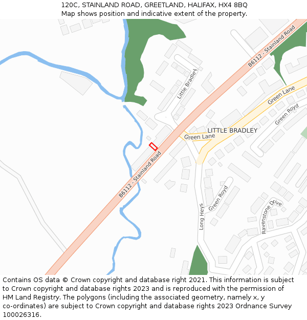 120C, STAINLAND ROAD, GREETLAND, HALIFAX, HX4 8BQ: Location map and indicative extent of plot
