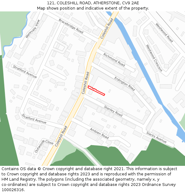 121, COLESHILL ROAD, ATHERSTONE, CV9 2AE: Location map and indicative extent of plot