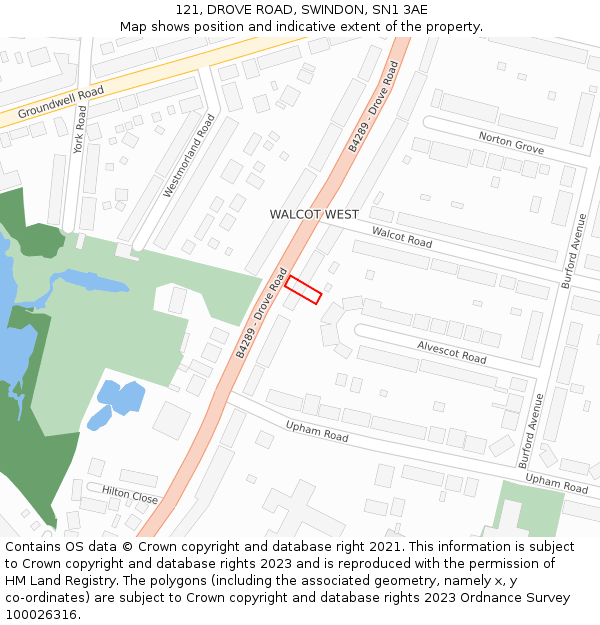 121, DROVE ROAD, SWINDON, SN1 3AE: Location map and indicative extent of plot