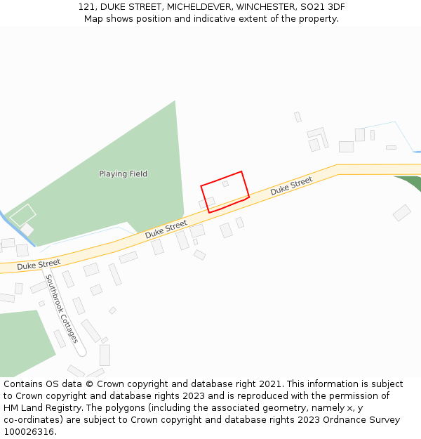 121, DUKE STREET, MICHELDEVER, WINCHESTER, SO21 3DF: Location map and indicative extent of plot