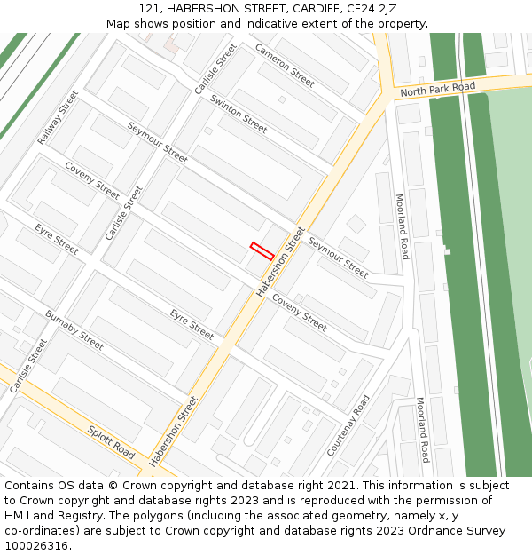 121, HABERSHON STREET, CARDIFF, CF24 2JZ: Location map and indicative extent of plot