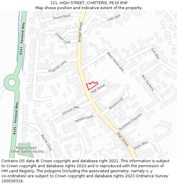 121, HIGH STREET, CHATTERIS, PE16 6NP: Location map and indicative extent of plot