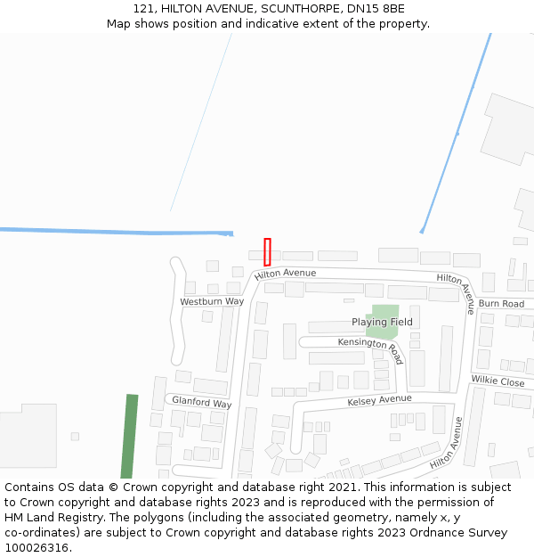 121, HILTON AVENUE, SCUNTHORPE, DN15 8BE: Location map and indicative extent of plot