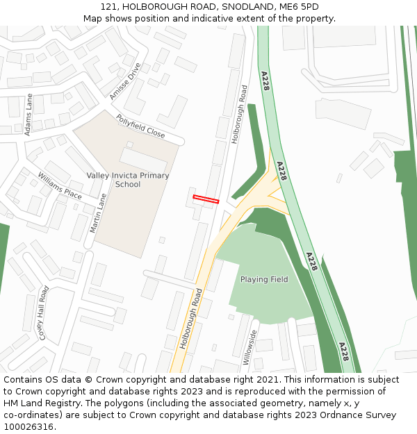 121, HOLBOROUGH ROAD, SNODLAND, ME6 5PD: Location map and indicative extent of plot