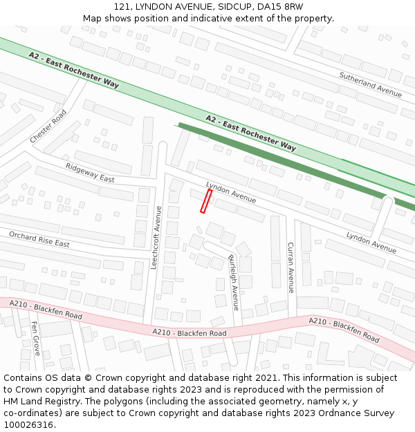 121, LYNDON AVENUE, SIDCUP, DA15 8RW: Location map and indicative extent of plot