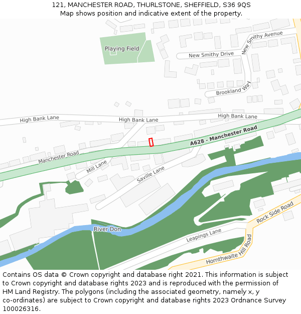 121, MANCHESTER ROAD, THURLSTONE, SHEFFIELD, S36 9QS: Location map and indicative extent of plot