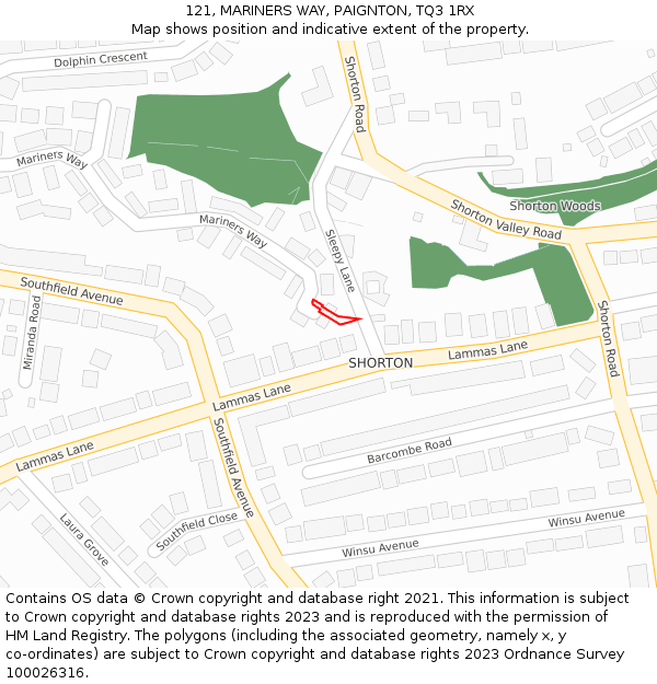 121, MARINERS WAY, PAIGNTON, TQ3 1RX: Location map and indicative extent of plot