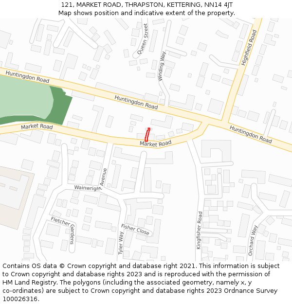 121, MARKET ROAD, THRAPSTON, KETTERING, NN14 4JT: Location map and indicative extent of plot