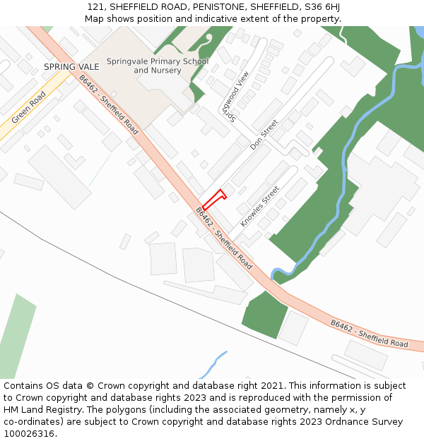 121, SHEFFIELD ROAD, PENISTONE, SHEFFIELD, S36 6HJ: Location map and indicative extent of plot