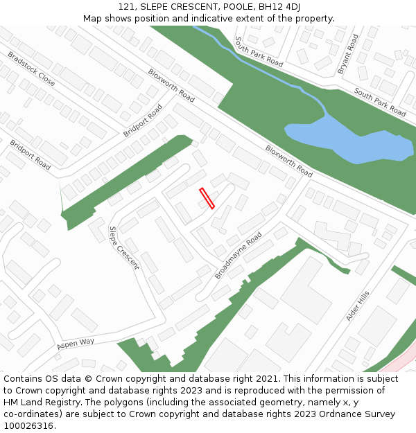 121, SLEPE CRESCENT, POOLE, BH12 4DJ: Location map and indicative extent of plot
