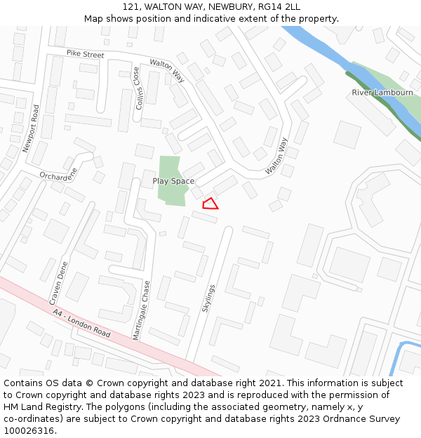 121, WALTON WAY, NEWBURY, RG14 2LL: Location map and indicative extent of plot
