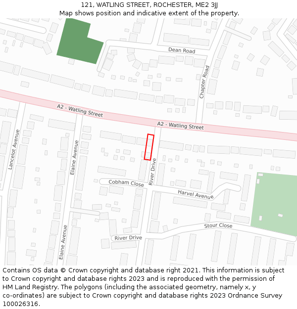 121, WATLING STREET, ROCHESTER, ME2 3JJ: Location map and indicative extent of plot
