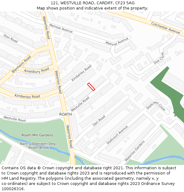 121, WESTVILLE ROAD, CARDIFF, CF23 5AG: Location map and indicative extent of plot