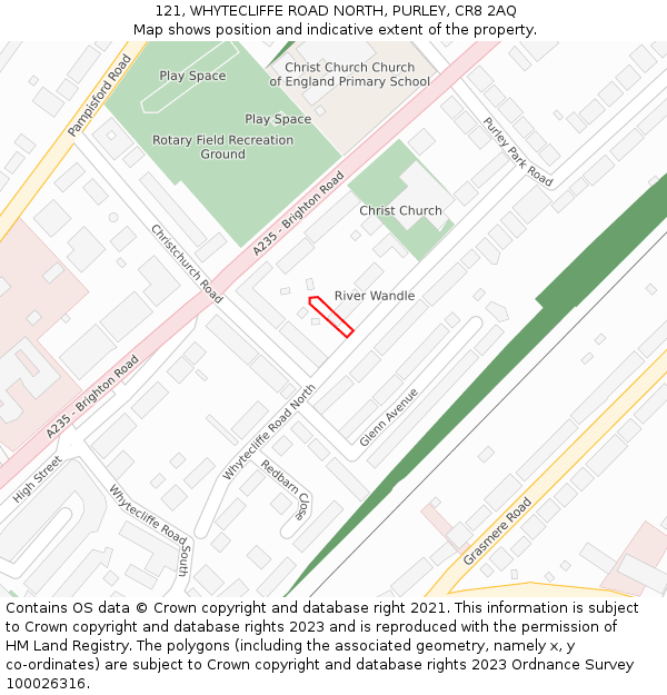 121, WHYTECLIFFE ROAD NORTH, PURLEY, CR8 2AQ: Location map and indicative extent of plot
