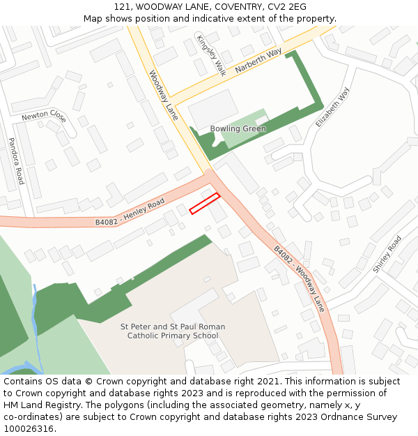121, WOODWAY LANE, COVENTRY, CV2 2EG: Location map and indicative extent of plot