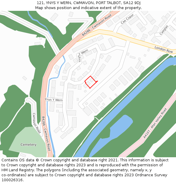 121, YNYS Y WERN, CWMAVON, PORT TALBOT, SA12 9DJ: Location map and indicative extent of plot