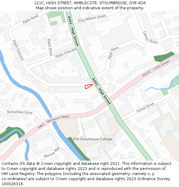 121C, HIGH STREET, AMBLECOTE, STOURBRIDGE, DY8 4DA: Location map and indicative extent of plot