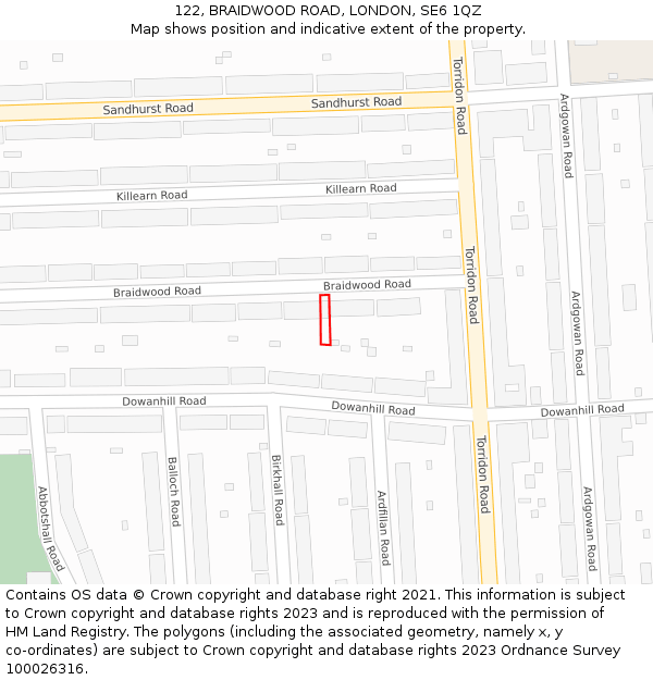 122, BRAIDWOOD ROAD, LONDON, SE6 1QZ: Location map and indicative extent of plot