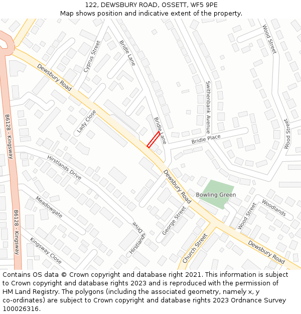 122, DEWSBURY ROAD, OSSETT, WF5 9PE: Location map and indicative extent of plot