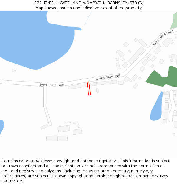 122, EVERILL GATE LANE, WOMBWELL, BARNSLEY, S73 0YJ: Location map and indicative extent of plot