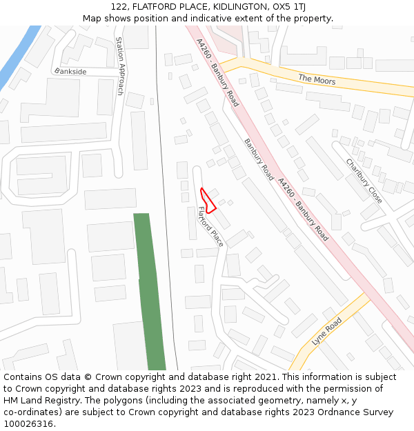 122, FLATFORD PLACE, KIDLINGTON, OX5 1TJ: Location map and indicative extent of plot