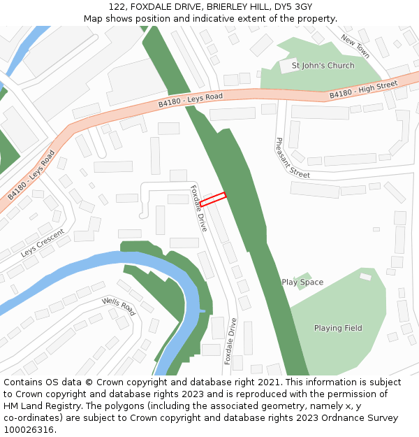 122, FOXDALE DRIVE, BRIERLEY HILL, DY5 3GY: Location map and indicative extent of plot