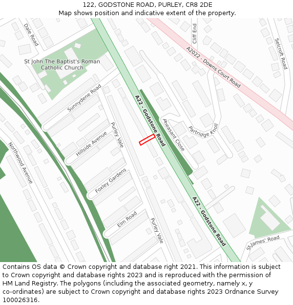 122, GODSTONE ROAD, PURLEY, CR8 2DE: Location map and indicative extent of plot