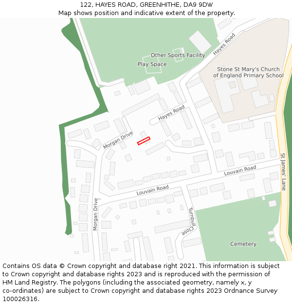 122, HAYES ROAD, GREENHITHE, DA9 9DW: Location map and indicative extent of plot