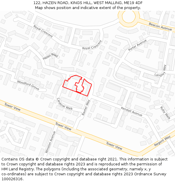 122, HAZEN ROAD, KINGS HILL, WEST MALLING, ME19 4DF: Location map and indicative extent of plot