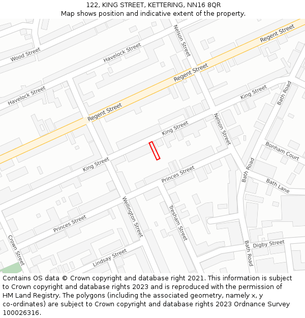 122, KING STREET, KETTERING, NN16 8QR: Location map and indicative extent of plot